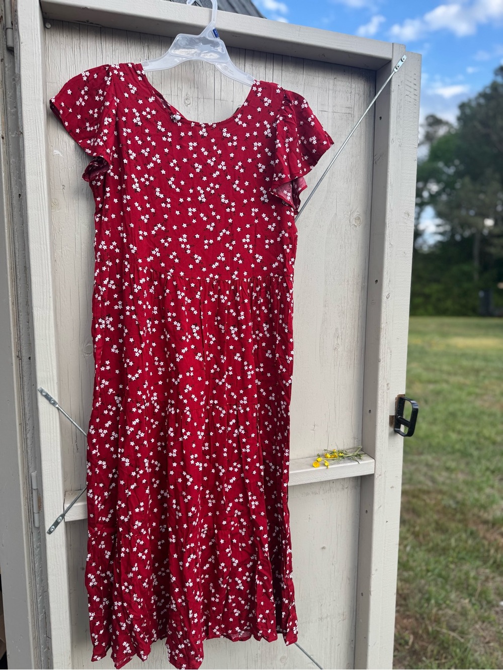 Red Floral Midi Dress - Women